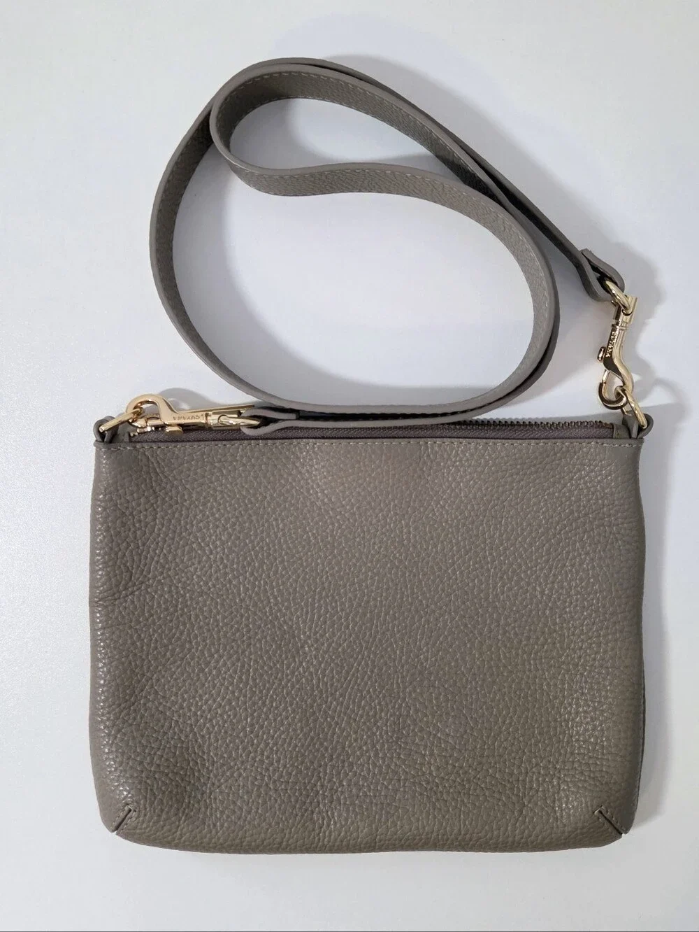Cuyana Pebbled Leather Curved Crossbody Bag In Stone Beige - Picture 10 of 15